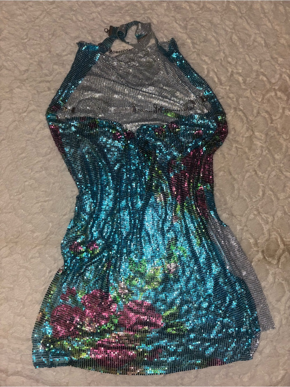 Fashion Nova Floral Metal Chain Mini Dress Size Small - Picture 5 of 7